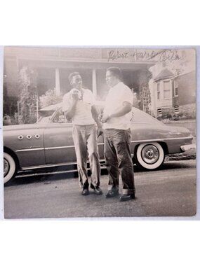 Vintage Found Photo Two African American Men Standing Talking By Classic Car 50s